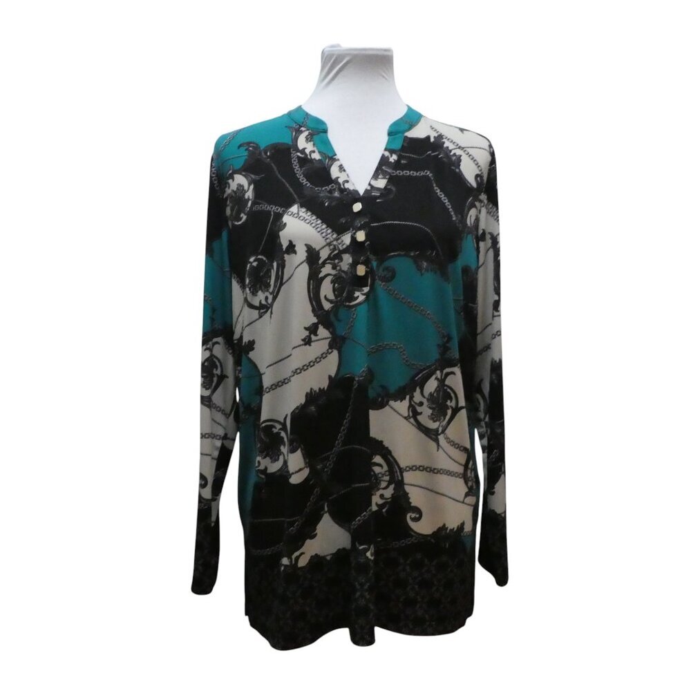 Susan Graver Stretch Knit Long Sleeve Blouse Top Womens Large